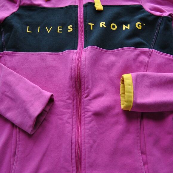 Live Strong Small Pink, Black & Yellow Nike Full Zip Up Hoodie - Picture 2 of 8